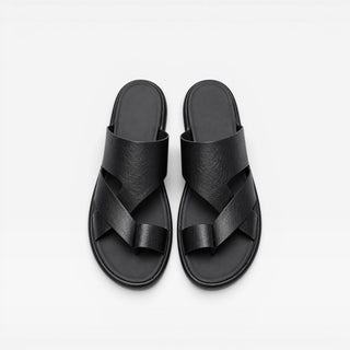 Sandales en cuir à enfiler pour hommes – Confort quotidien élégant avec boucle d’orteil
