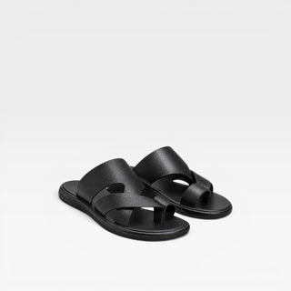 Sandales en cuir à enfiler pour hommes – Confort quotidien élégant avec boucle d’orteil