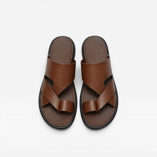 Sandales en cuir à enfiler pour hommes – Confort quotidien élégant avec boucle d’orteil