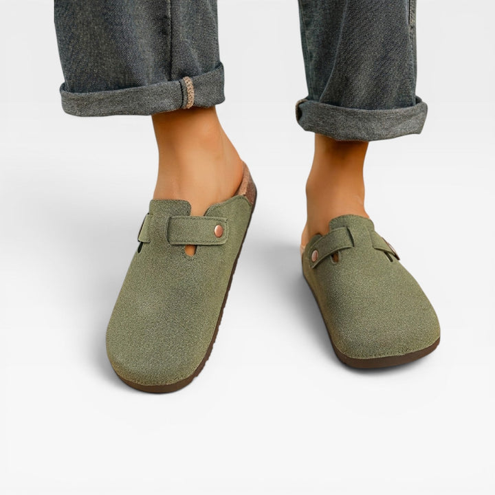 Sabots en liège pour hommes – Mules à enfiler à bout fermé avec boucle ronde
