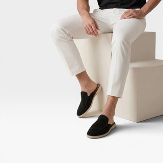 Mules en daim pour hommes – Mocassins décontractés sans talon à enfiler