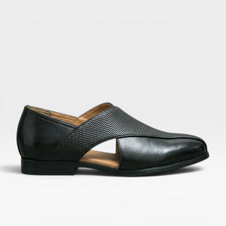 Mocassins en cuir véritable pour hommes – Chaussures habillées classiques à enfiler avec bride croisée