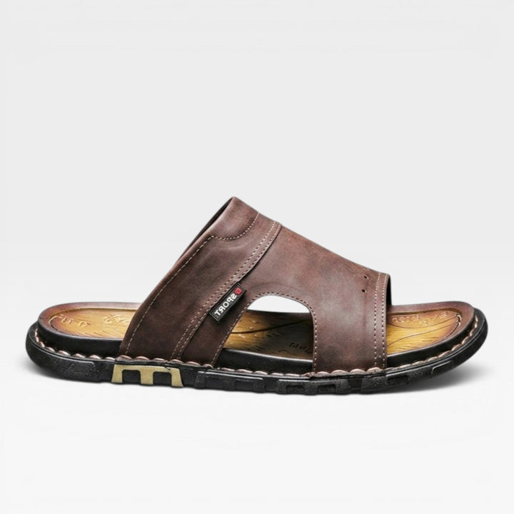 Sandales slides en cuir pour hommes – Style estival classique à enfiler à bout ouvert