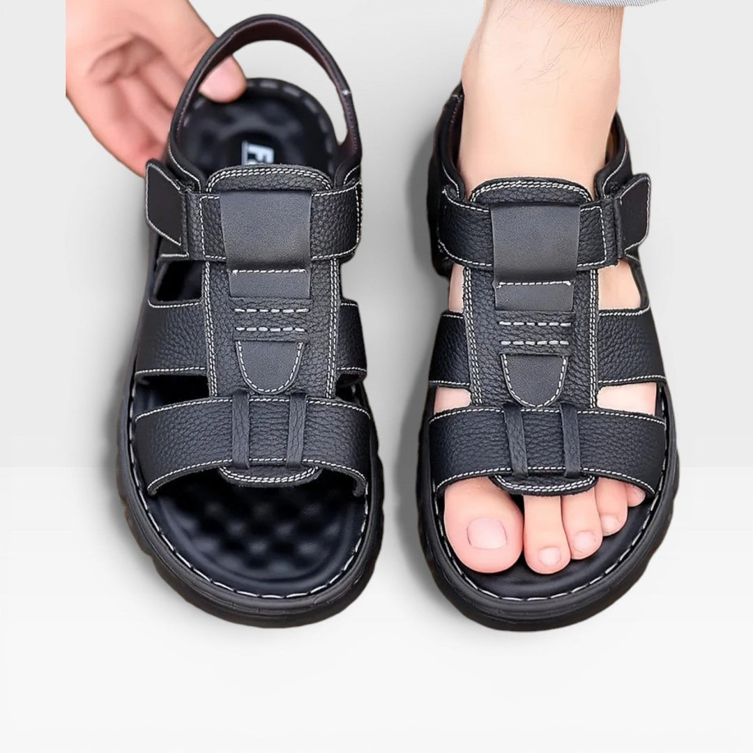 Sandales en cuir à semelle souple pour hommes pour l&