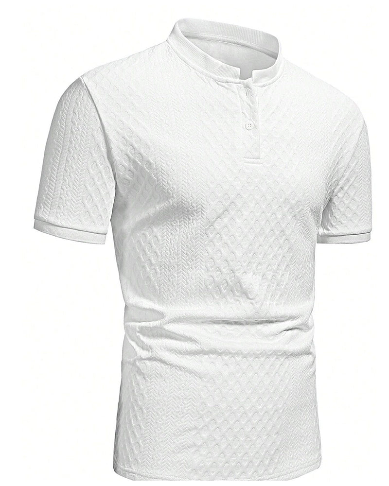 T-Shirt Homme Jacquard Col Dressé
