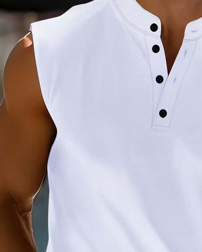 Débardeur Homme Henley Uni Sport