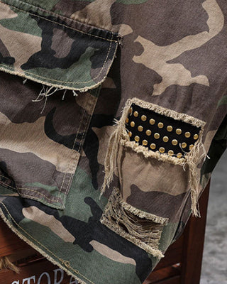 🔥 Short Cargo Camouflage À Clous Pour Homme