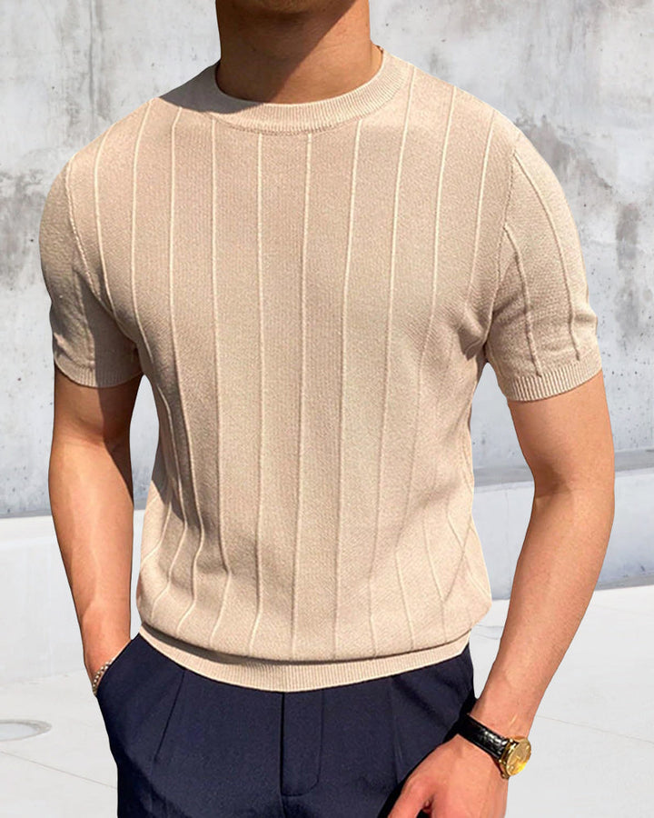 T-shirt Homme Col Rond Manches Courtes Respirant Tricoté