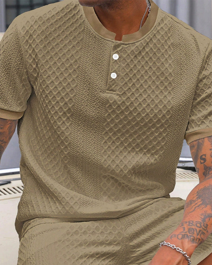 T-Shirt Homme Jacquard Col Dressé