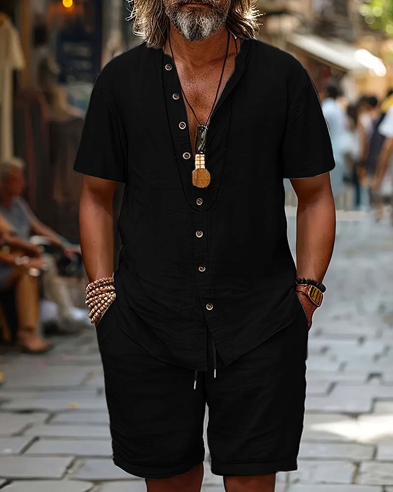 Ensemble Hommes Chemise Manches Courtes Et Short