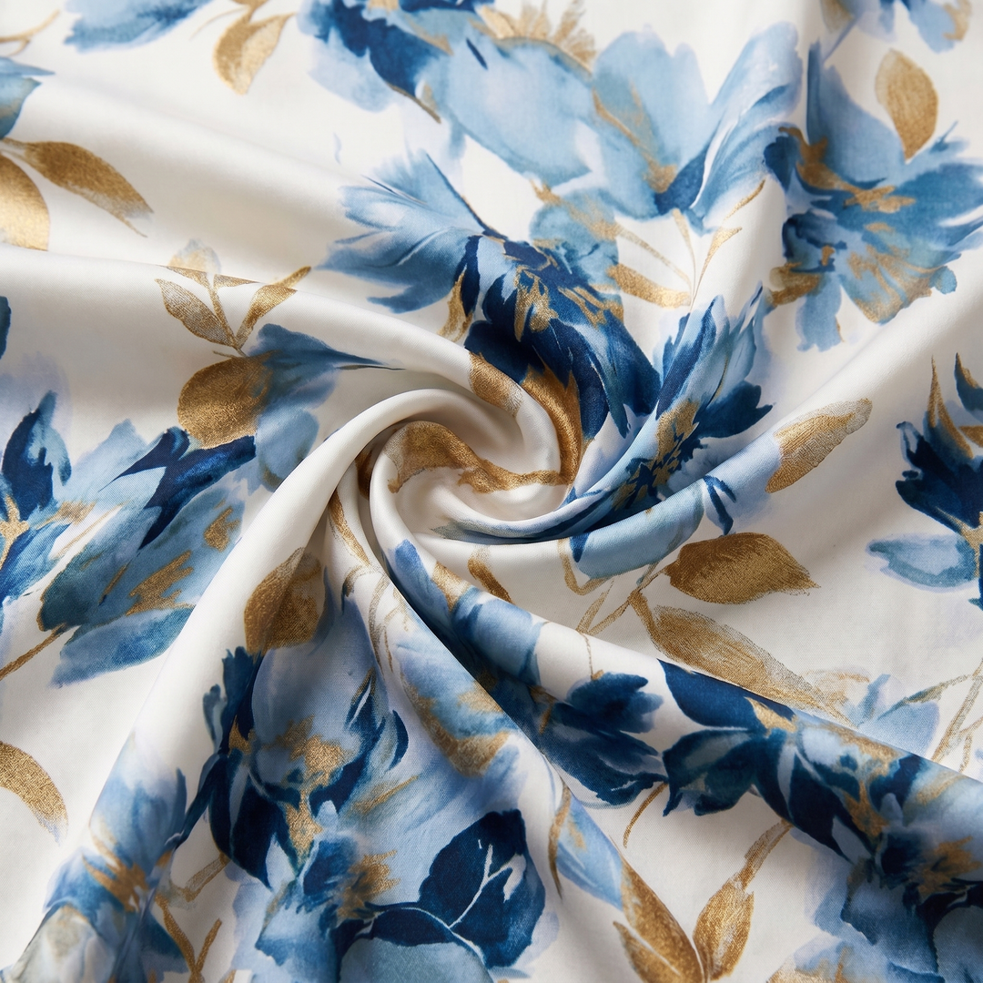 Éléa | Robe Midi Portefeuille Fleurie Dorée