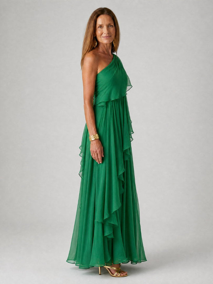 Agnès | Robe Longue Asymétrique à Volants
