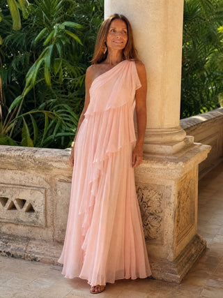 Agnès | Robe Longue Asymétrique à Volants