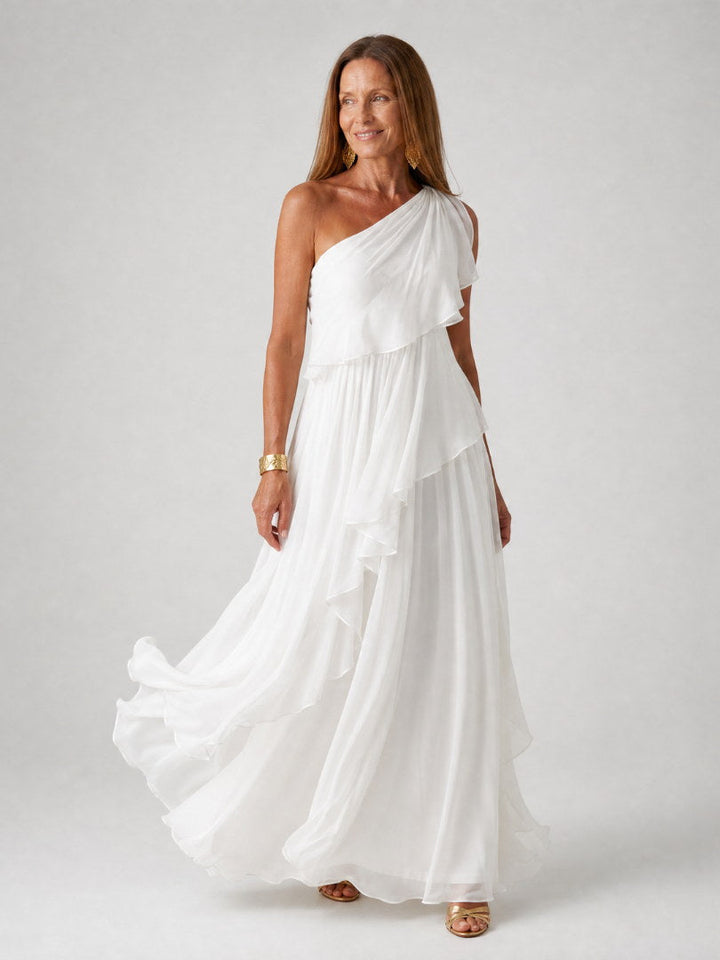 Agnès | Robe Longue Asymétrique à Volants