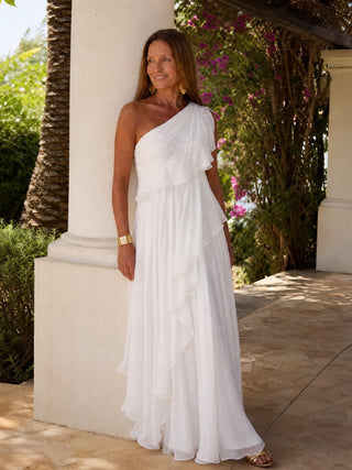 Agnès | Robe Longue Asymétrique à Volants