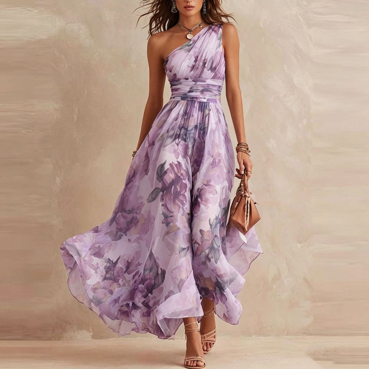 Félicie | Robe Maxi Asymétrique en Mousseline
