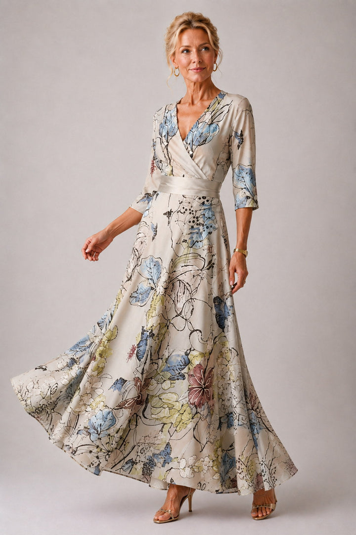 Julie | Robe Fleurie à Manches 3/4