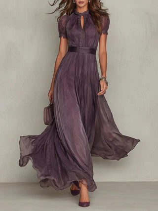 Myriam | Robe Longue en Mousseline et Dentelle