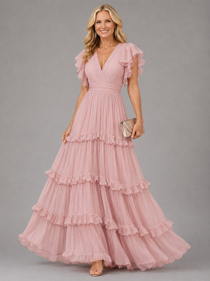 Suzette | Robe Longue Romantique Rose Poudré