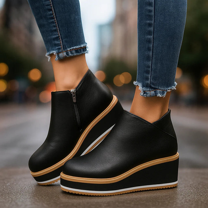Coralie | Bottines Compensées à Zip Latéral