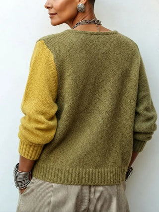 Pull en Maille Asymétrique Douillet à Blocs de Couleurs Artistiques