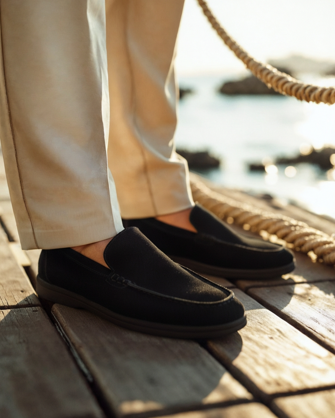 Mocassins en daim de qualité supérieure - Semelles noires
