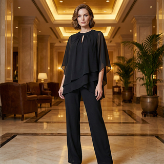 Jeannine | Ensemble Chemisier Asymétrique Superposé et Pantalon Large