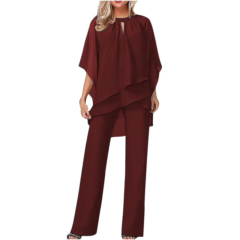 Jeannine | Ensemble Chemisier Asymétrique Superposé et Pantalon Large