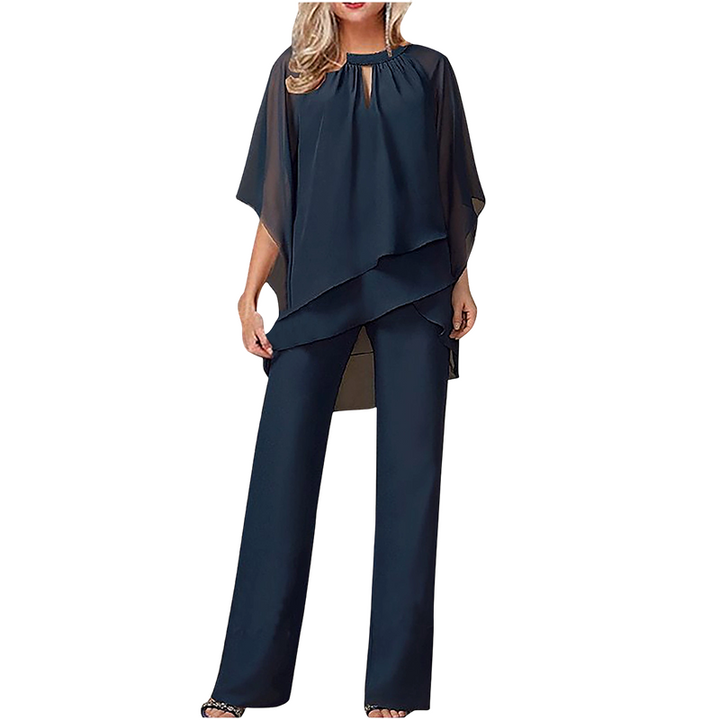 Jeannine | Ensemble Chemisier Asymétrique Superposé et Pantalon Large